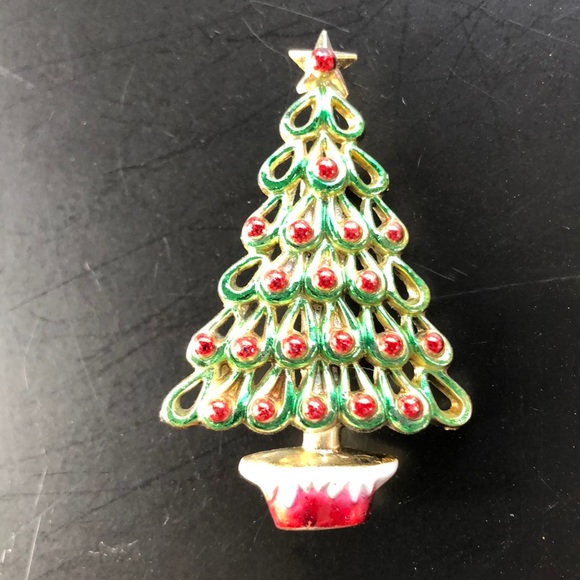 Vintage Christmas Tree Pin Brooch - Picture 2 of 3